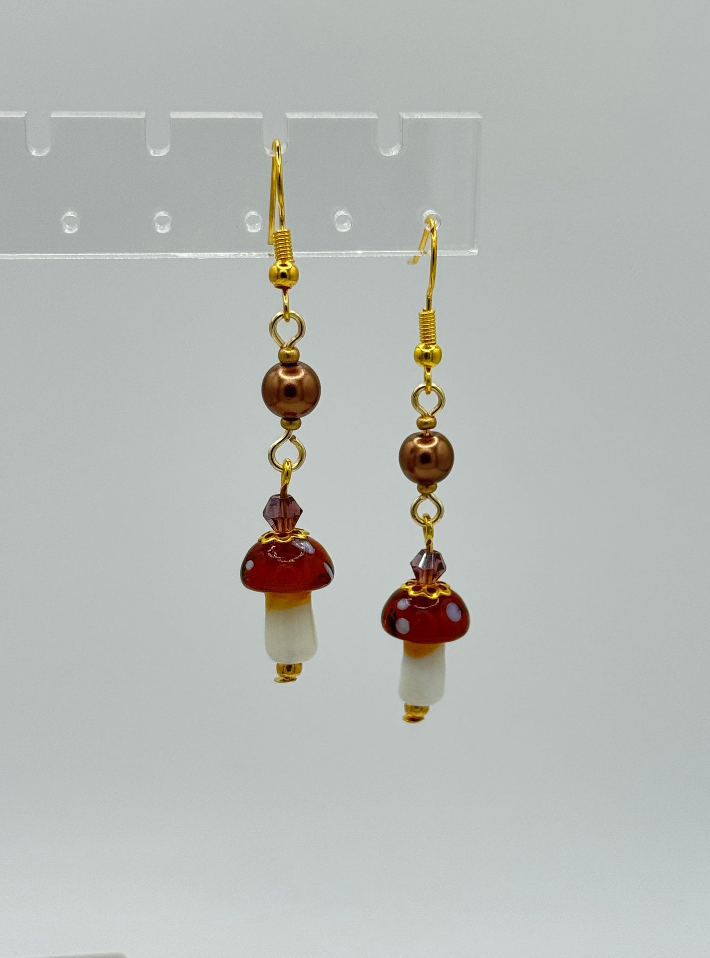 Amber Toadstool Earrings