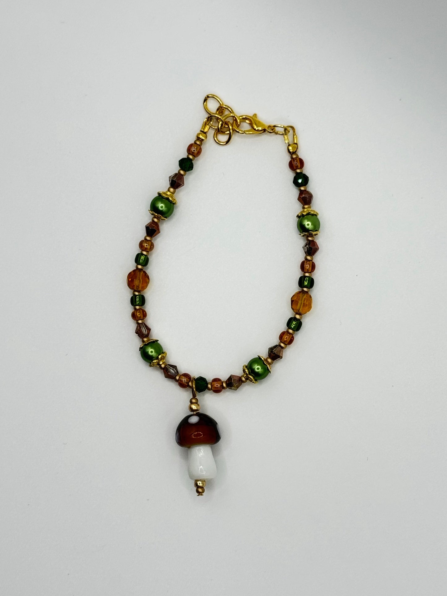 Amber Toadstool Charm Bracelet