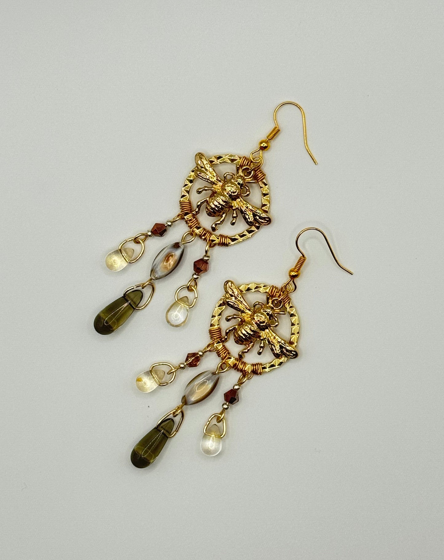 Golden Honey Bee Earrings