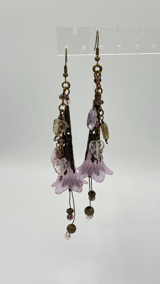 Amethyst Fairy Earrings - Antique Bronze
