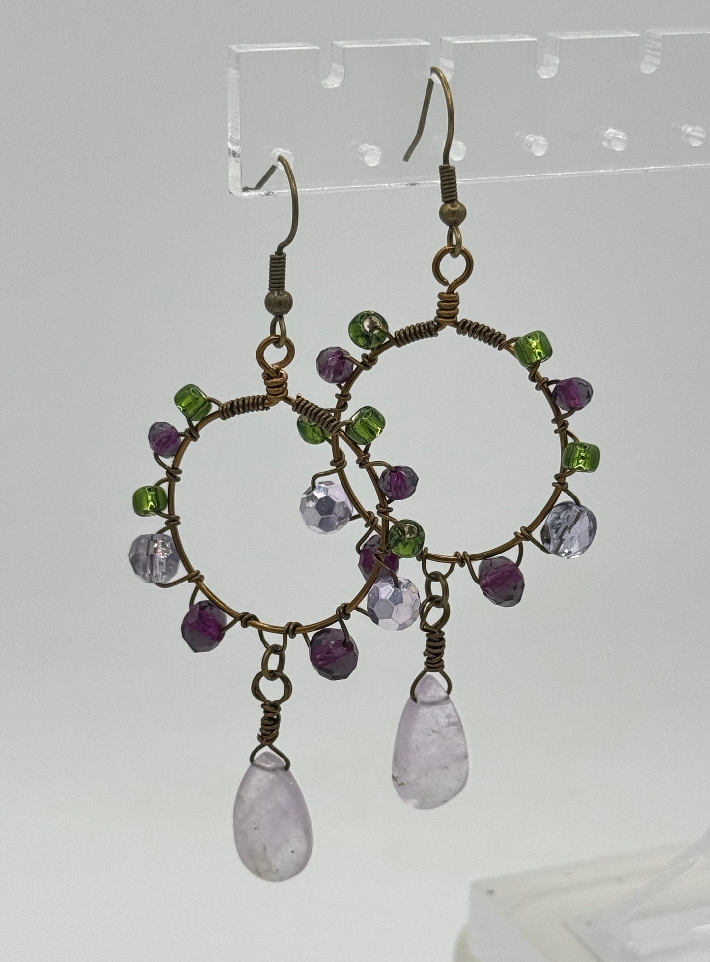 Amethyst Teardrop Wrapped Earrings