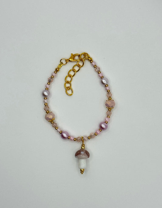 Rosy Toadstool Charm Bracelet