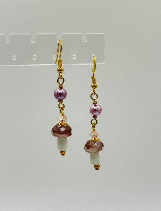 Lavender Toadstool Earrings