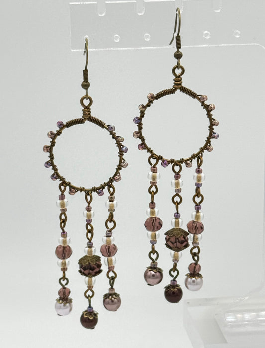Ashen Mauve Wrapped Earrings