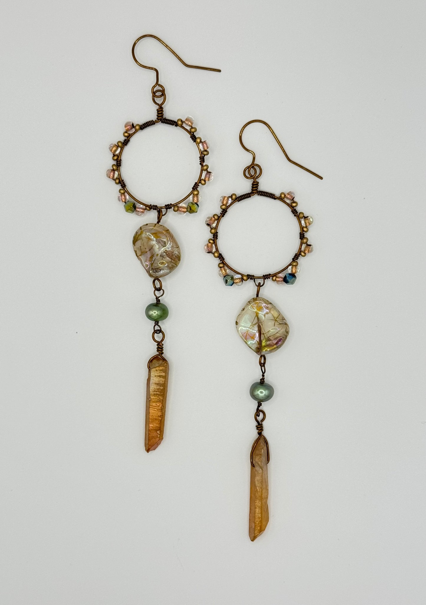 Golden Garden Quartz Earrings