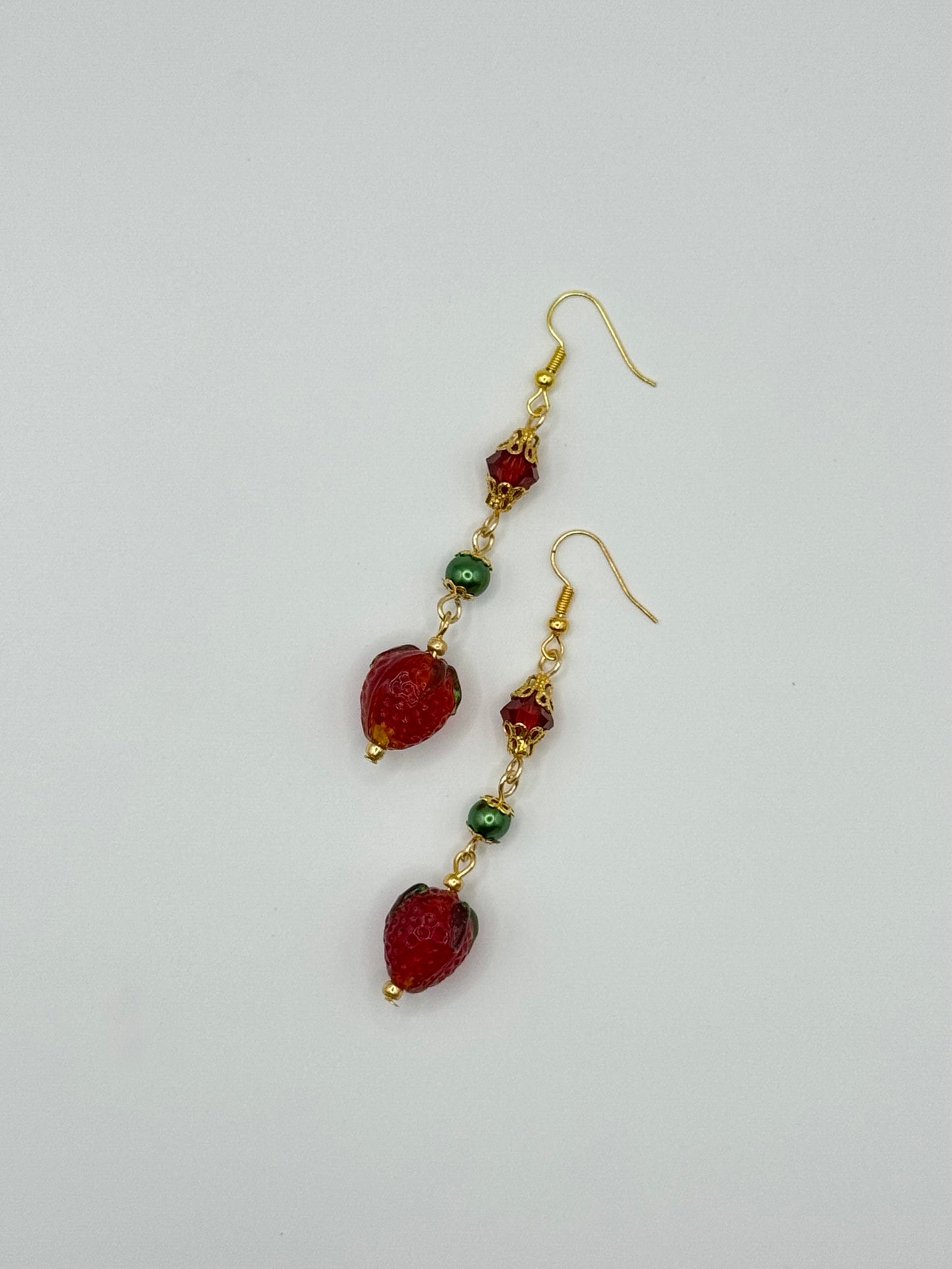 Red Strawberry Jewel Earrings - L