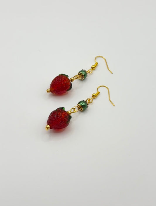 Red Strawberry Jewel Earrings - S